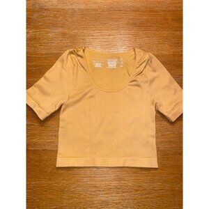 Primark Mustard Yellow Short Sleeve Scoop Neck Crop Top